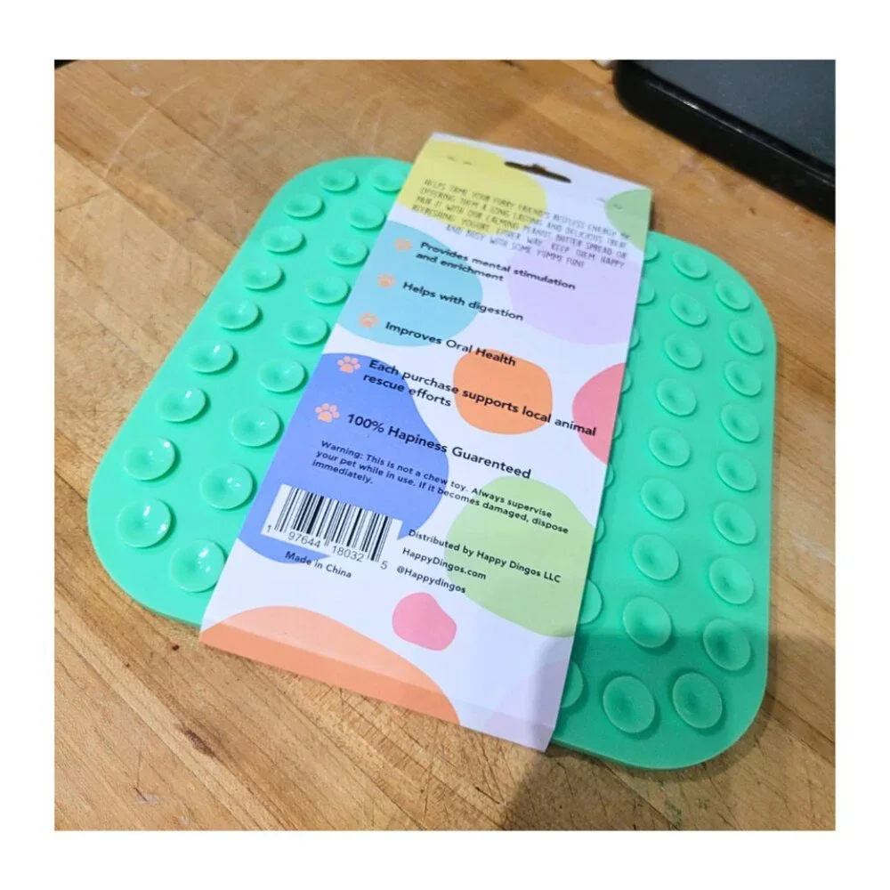 Happy Dingo Calming Lick Mat for Pets, Cat, Dog, Green, NWT
